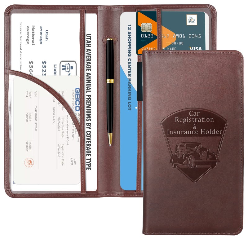 CoBak Premium Faux Leather Car Document Holder with Magnetic Closure and 6 Compartments - Image 1
