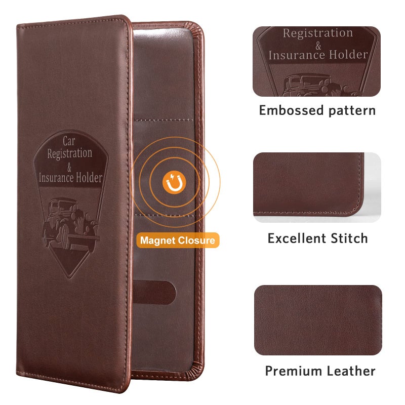 CoBak Premium Faux Leather Car Document Holder with Magnetic Closure and 6 Compartments - Image 4