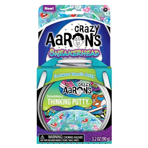 Crazy Aaron's عجينة تفكير كريزي آرونز متعددة الألوان لمحبي الأحذية للأطفال والكبار في علبة 4 تين، ألعاب علاجية لتخفيف التوتر لا تجف أبداً، مصنوعة في الولايات المتحدة - Image 1
