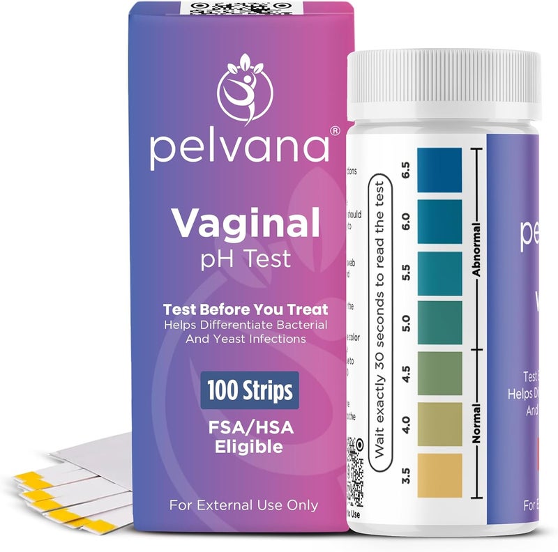 Pelvana Vaginal pH Test Strips for Women  100 Strips atHome BV and Yeast Infection Test Kit Vaginal pH Tester to Differentiate Between Conditions - Image 1