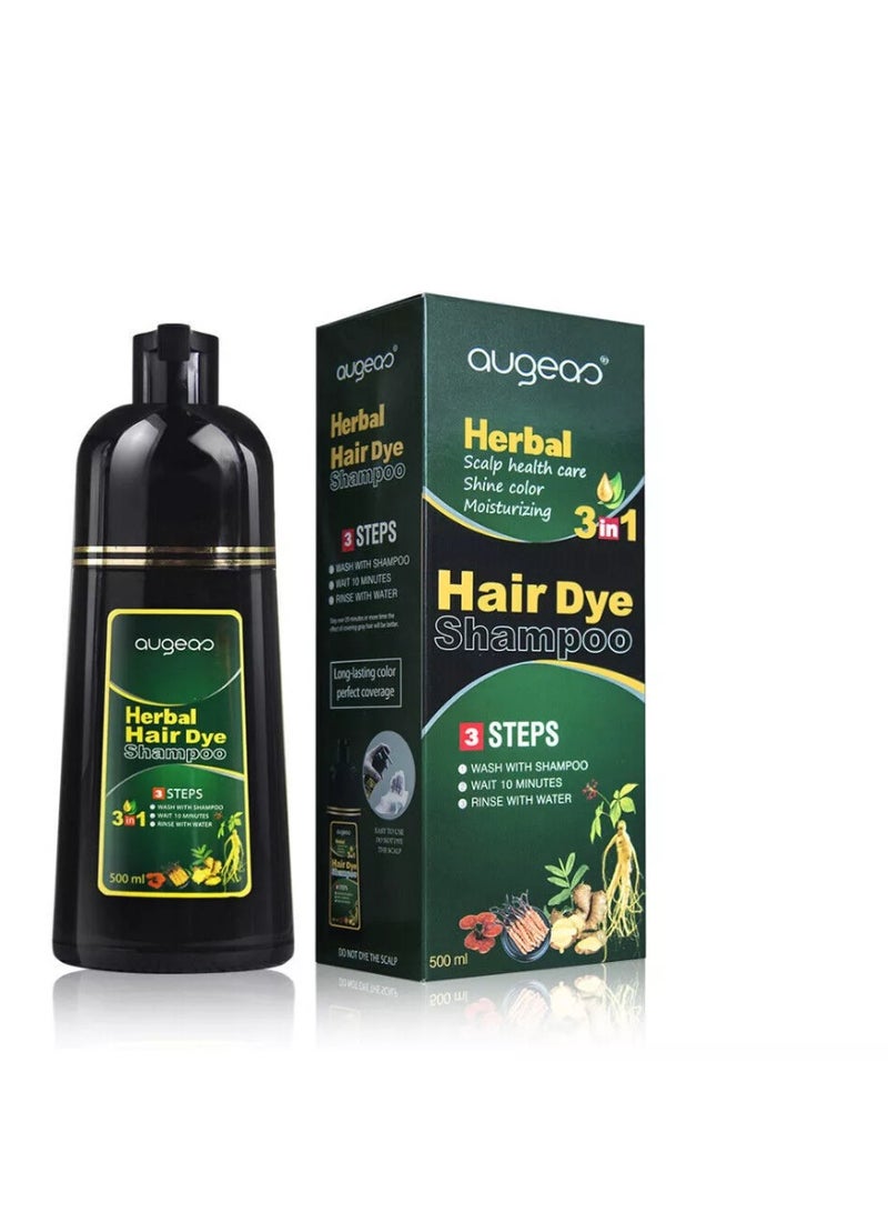 Augeas 500ML Permanent Hair Dye Instant Fast Hair Dye Color Shampoos Natural Herbal Dye Black - Image 1