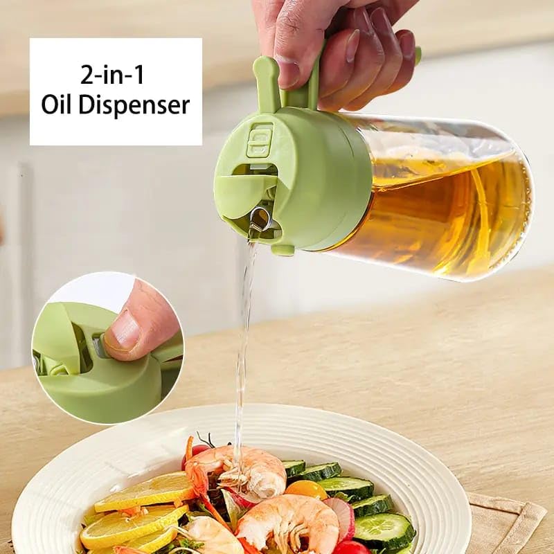 VENDLY 2in1 Oil Spray Bottle Refillable Glass Dispenser for Cooking Oils and Vinegar Adjustable Spray and Stream Functions Perfect for BBQ Salad Baking and Frying MULTICOLOUR - Image 5
