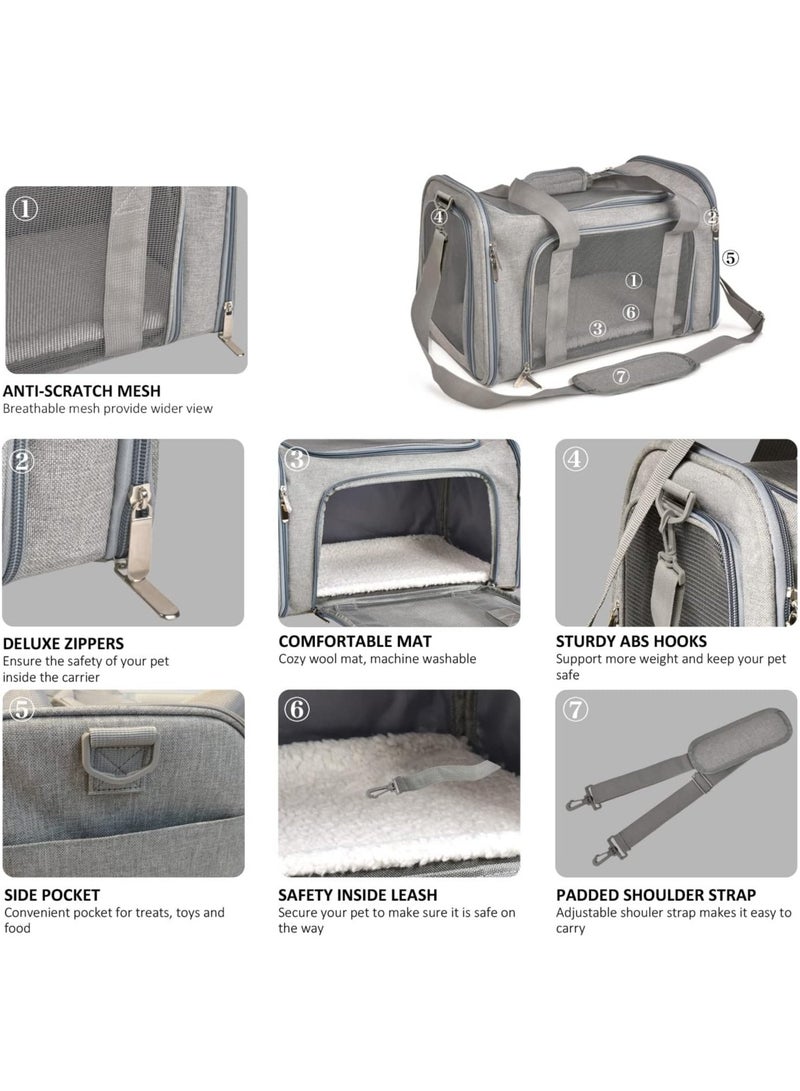 general Cat, Dog Carrier for Small Medium Cats Puppies up to 15 Lbs, TSA Airline Approved Carrier Soft Sided, Collapsible Travel Puppy Carrier - Grey - Image 2