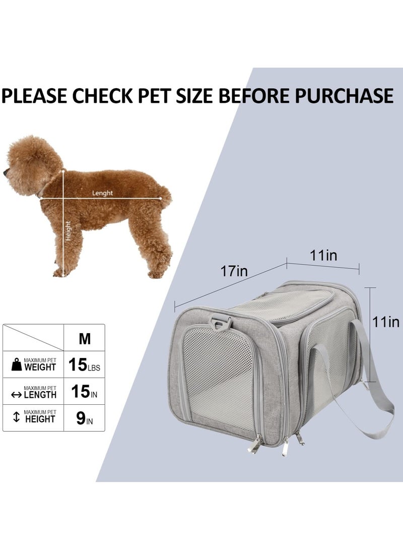 general Cat, Dog Carrier for Small Medium Cats Puppies up to 15 Lbs, TSA Airline Approved Carrier Soft Sided, Collapsible Travel Puppy Carrier - Grey - Image 3