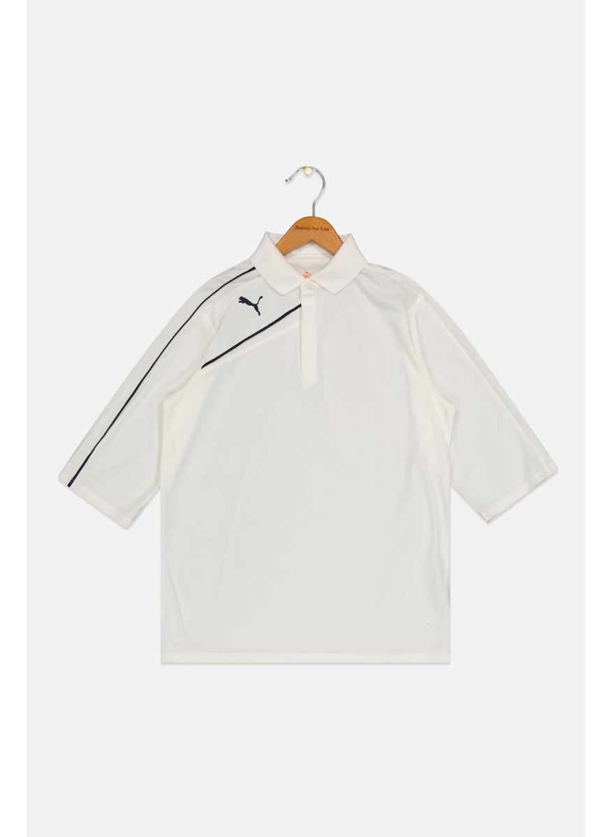 PUMA Kids Boy Sportswear Fit Spread Collar Long Sleeve Shirt, Off White  - Image 1