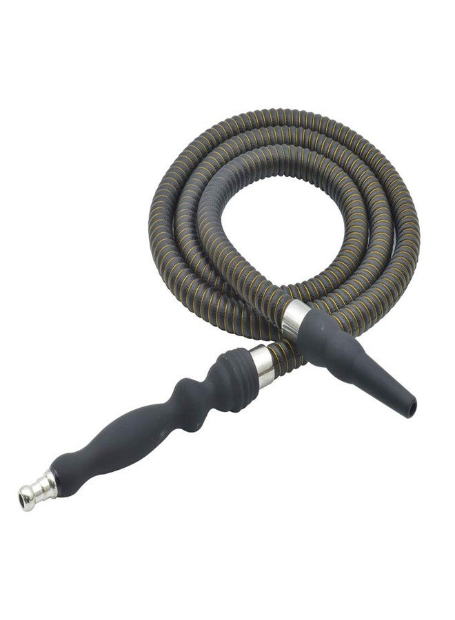 Dingde Black Rubber Handle Hookah Hose with Metal Tip Leather Wrapped Hookah Hose Washable Durable 72" Long Shisha Hose - Image 1