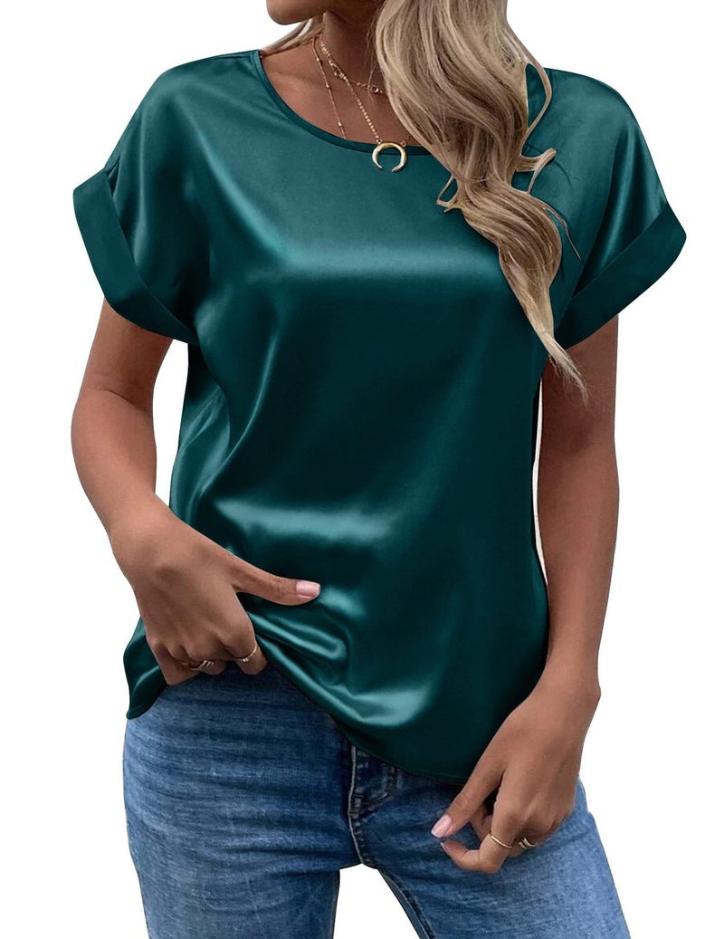 Fashion 2025 Summer Source Ol Temperament Sade Pullover Round Neck Straight Tube Women'S T-Shirt Primary Source - Image 1