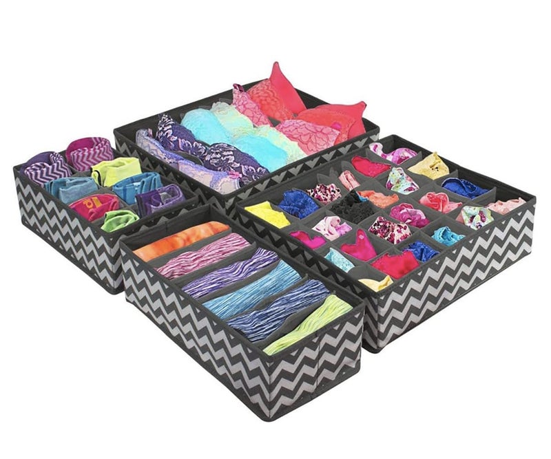 YUPPIN YUPPIN innerwear drawer organizer 4 set closet divider for tie socks bra baby cloths and belt foldable washable Wave  - Image 1