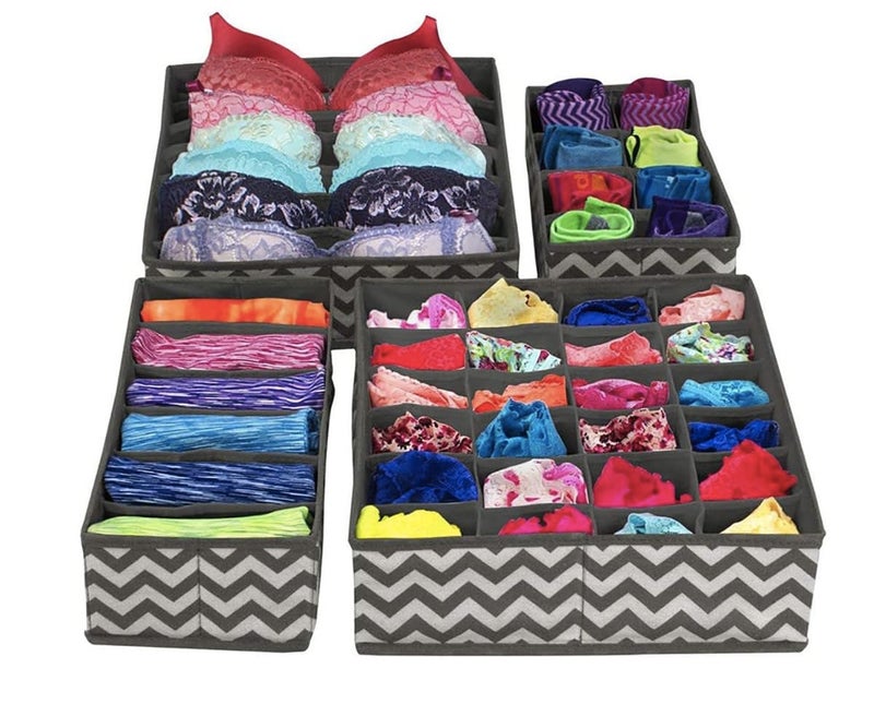 YUPPIN YUPPIN innerwear drawer organizer 4 set closet divider for tie socks bra baby cloths and belt foldable washable Wave  - Image 2