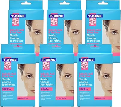 T Zone 6 x 24 Multipack of Salicylic Acid Tea Tree Spot Patches Specially Formulated to Target Blemishes and to Help Reduce Skin Irritation and Redness Translucent and Discreet