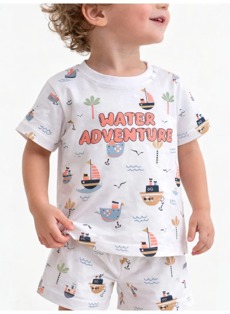 Victor And Jane  Infant Boys “Water Adventure” Print Cotton Pajama Set – T-Shirt & Shorts Nightwear for Men | Best Price UAE