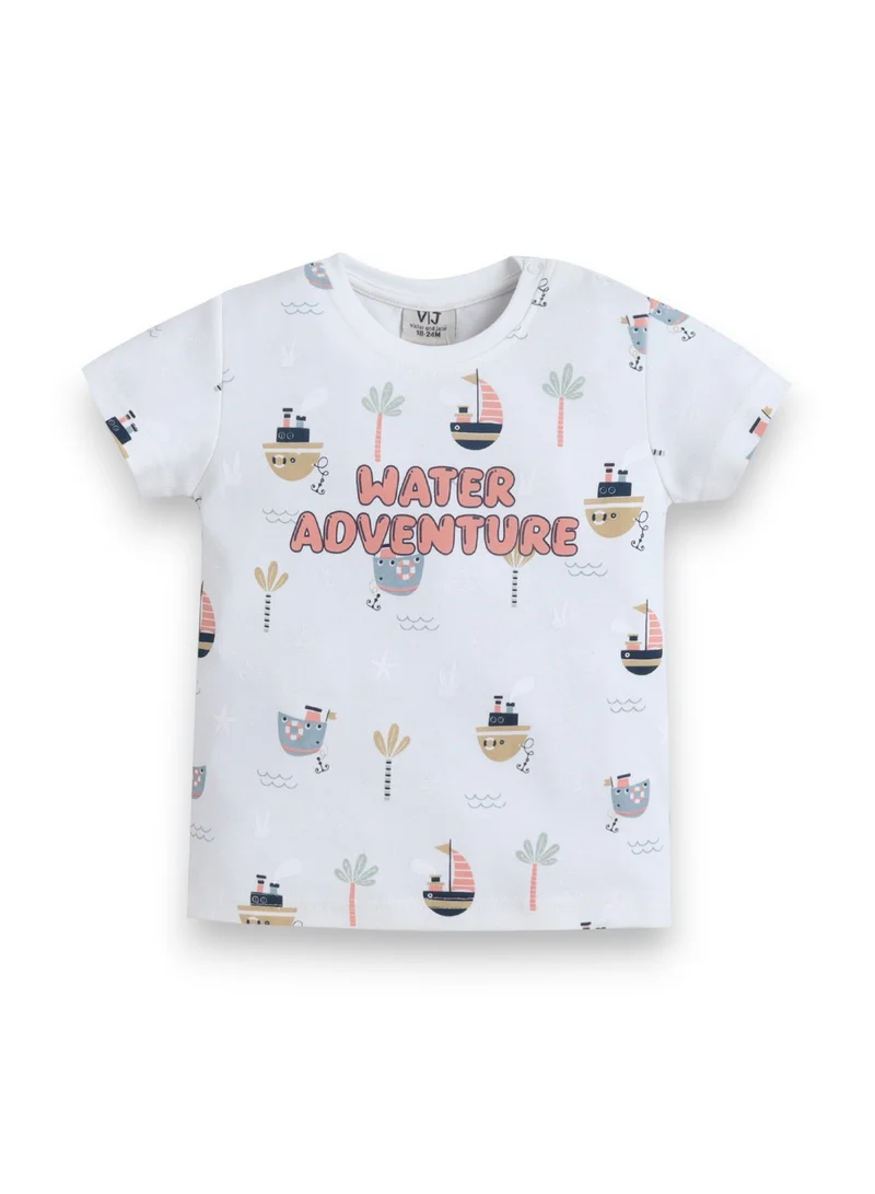 Victor And Jane  Infant Boys “Water Adventure” Print Cotton Pajama Set – T-Shirt & Shorts Nightwear for Men | Best Price UAE