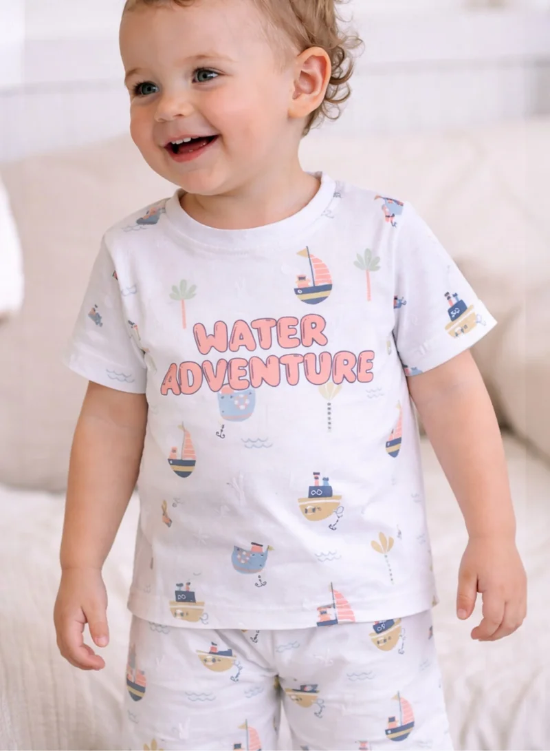 Victor And Jane  Infant Boys “Water Adventure” Print Cotton Pajama Set – T-Shirt & Shorts Nightwear for Men | Best Price UAE