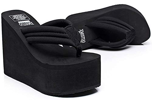QZUnique Women Flip Flop, Thong Wedge Platform Sandals Arch Support Slippers High Heel Comfortable Cushion Shoes Summer Beach - Image 2