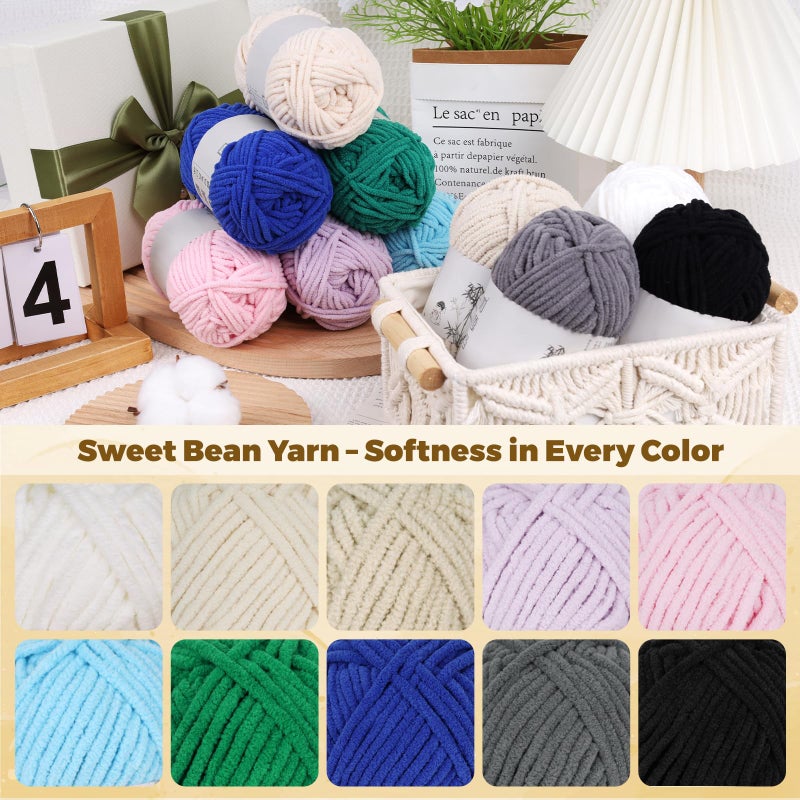 Reessy Bulky Chenille Yarn for Crocheting â€“ 6 Pack of 50g/1.76oz Skeins, Pure Polyester, CYC #5 Bulky Weight â€“ Ultra Soft Chenille Yarn Pack for Crafting Plush Toys, Blankets, Scarves(Sapphire Blue) - Image 5