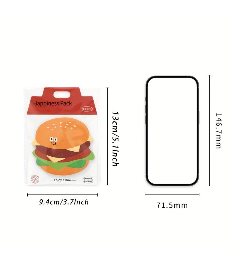 4pcs Cute Food Shaped Sticky Notes Fun Cartoon Patterns Moderate Adhesive Strength Won Tear Paper For Daily Memos Study Marking Journal Decoration Students Office Use - Image 3