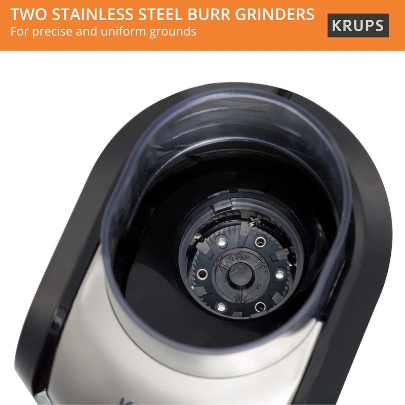 Krups Expert Burr, Automatic Coffee Grinder, Easy Clean, black&silver, GVX231 - Image 4