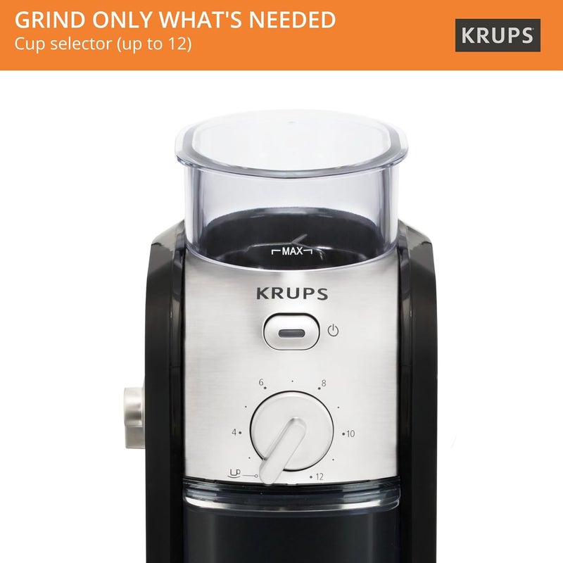 Krups Expert Burr, Automatic Coffee Grinder, Easy Clean, black&silver, GVX231 - Image 2