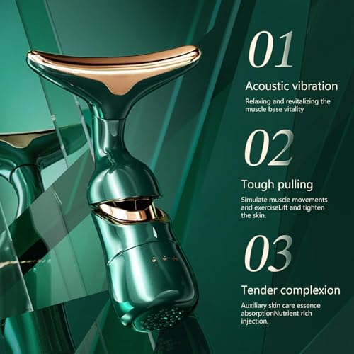 BELOXY Facial Massager for Face and Neck, 3-in-1 Face Massager for Women, Anti Wrinkle & Aging Facial and Neck Massage Kit with 3 Massage Modes for Skin Care,Improve,Firm,Tightening and Smooth (GREEN) - Image 5