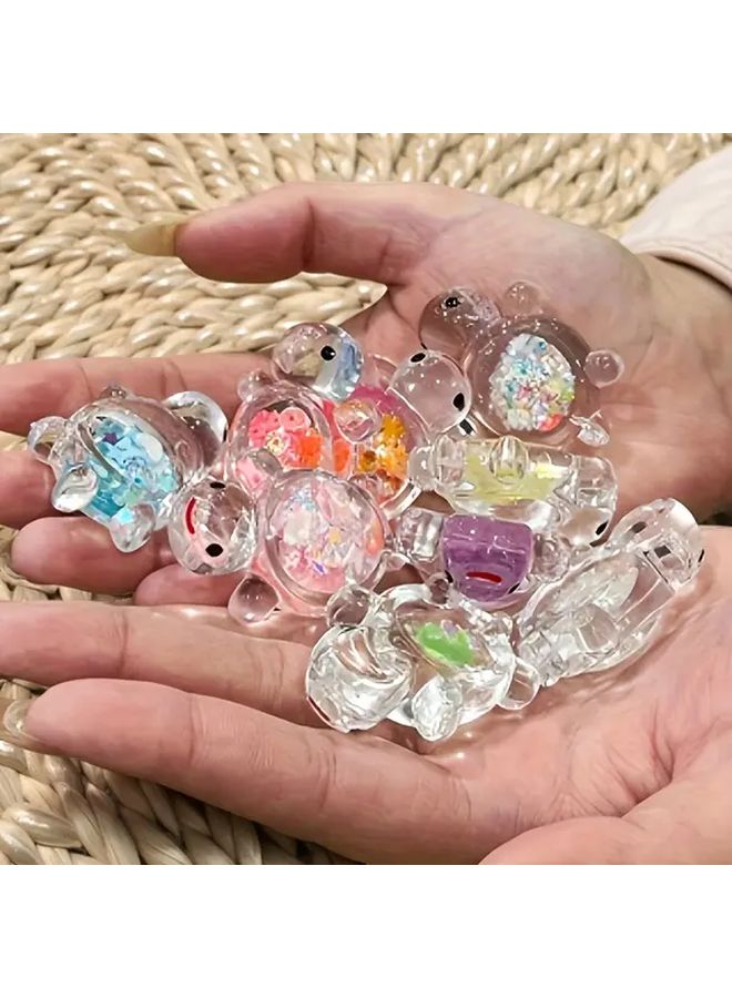 20 قطعة من قلادات السلاحف المتوهجة في الظلام بألوان عشوائية مختلطة، مفتاح ديكور من الأكريليك للتركيب الذاتي - Image 3