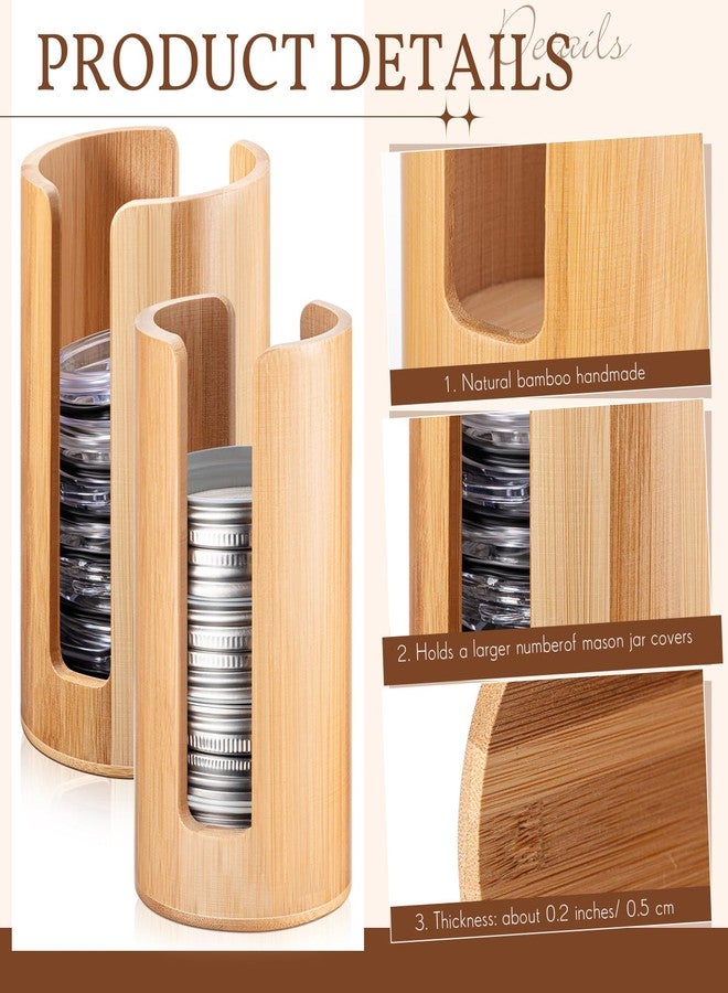 Suclain 2 Pcs Mason Jar Lid Organizer Bamboo Vertical Mason Jar Lid Storage Accessories Tumbler Lids Holder Cup Lids Organizer for Home Kitchen Countertop Cupboard(Wide Mouth & Regular Mouth) - Image 4