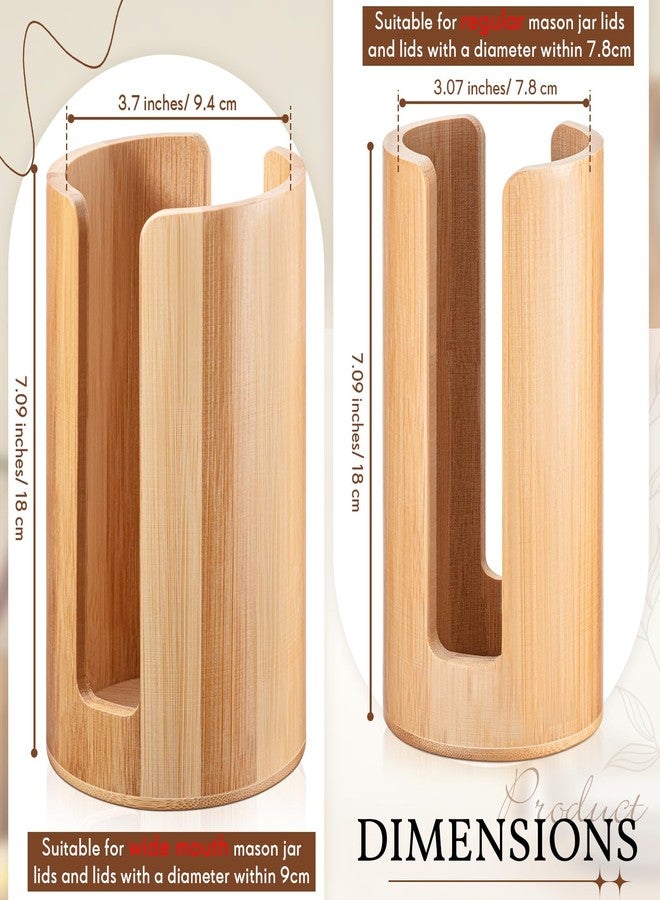 Suclain 2 Pcs Mason Jar Lid Organizer Bamboo Vertical Mason Jar Lid Storage Accessories Tumbler Lids Holder Cup Lids Organizer for Home Kitchen Countertop Cupboard(Wide Mouth & Regular Mouth) - Image 2