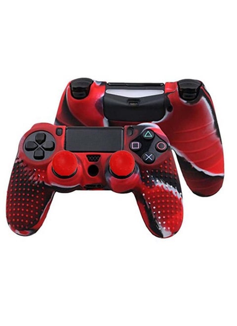Anti-slip soft silica thick cover controller silicone case skin compatible with Playstation PS4 dualshock controller-camouflage red