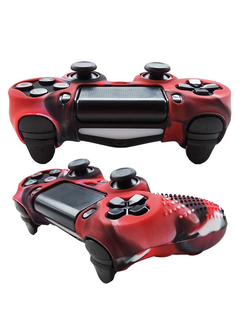 Generic - Anti-slip soft silica thick cover controller silicone case skin compatible with Playstation PS4 dualshock controller-camouflage red - Image 1