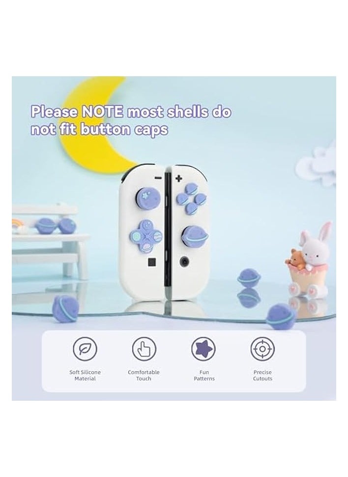 PROMASS - Cute Cross D-Pad Button Caps Silicone Thumb Grips Set, ABXY Key Buttons Sticker Joystick Cover Caps Compatible with Nintendo Switch/OLED - Happy Planet - Image 1