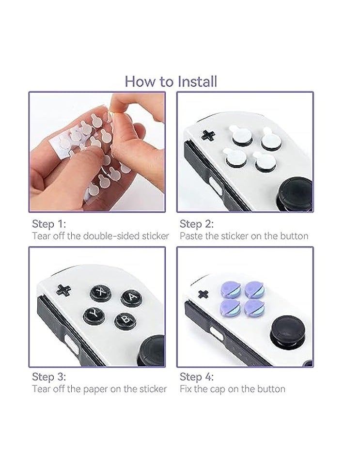 PROMASS - Cute Cross D-Pad Button Caps Silicone Thumb Grips Set, ABXY Key Buttons Sticker Joystick Cover Caps Compatible with Nintendo Switch/OLED - Happy Planet - Image 1
