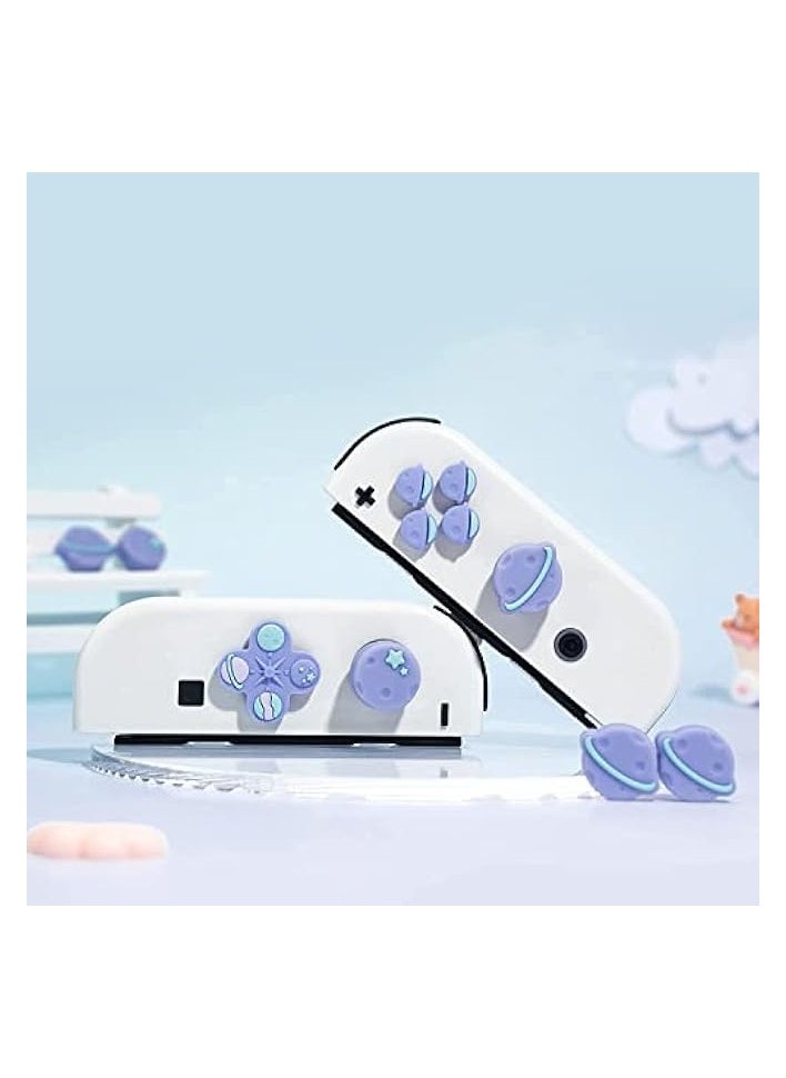 PROMASS - Cute Cross D-Pad Button Caps Silicone Thumb Grips Set, ABXY Key Buttons Sticker Joystick Cover Caps Compatible with Nintendo Switch/OLED - Happy Planet - Image 1