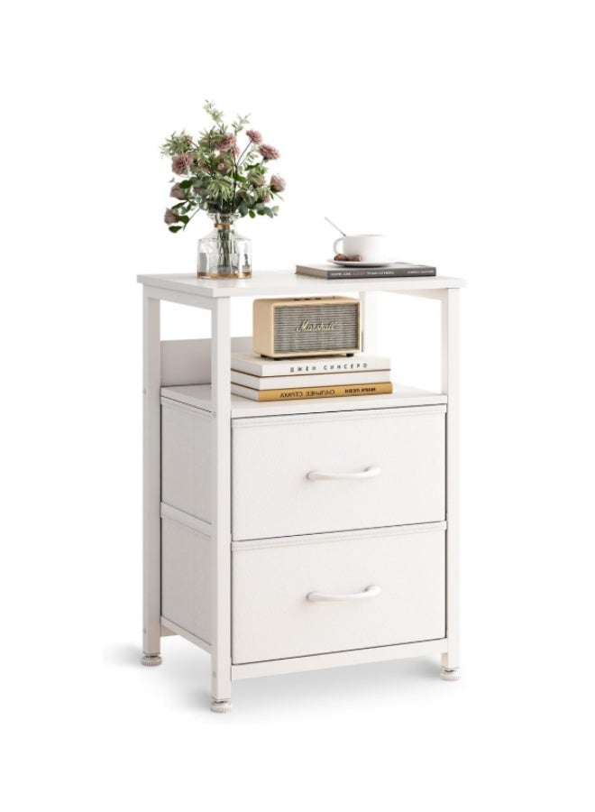 Jubestry 3-Tier Nightstand Side Table with 2 Fabric Drawers and Open Shelf Home Bedside Table End Coffee Table for Living Room Bedroom 45 * 30 * 73cm - Image 4