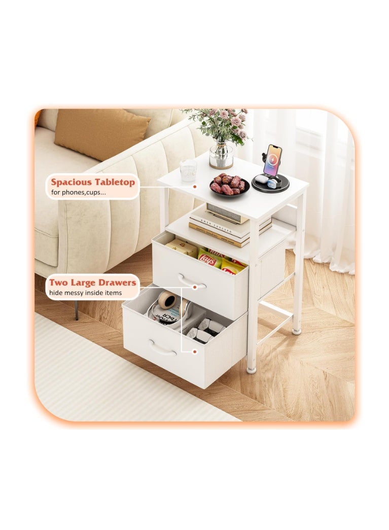 Jubestry 3-Tier Nightstand Side Table with 2 Fabric Drawers and Open Shelf Home Bedside Table End Coffee Table for Living Room Bedroom 45 * 30 * 73cm - Image 5