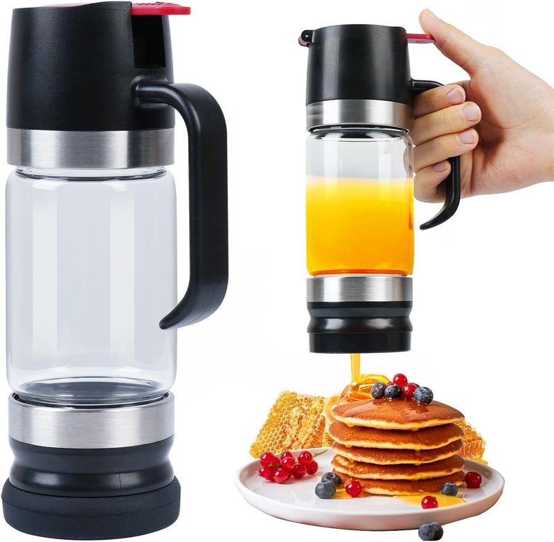 Ecopandy Honey Dispenser No Drip with Base 2025 Upgrade, 12OZ Glass Honey Jar pot with Handle, Syrup Dispenser for Coffee or Tea, Mess Free Honey Dispenser for Honey and Syrup, Honey Container - Image 1