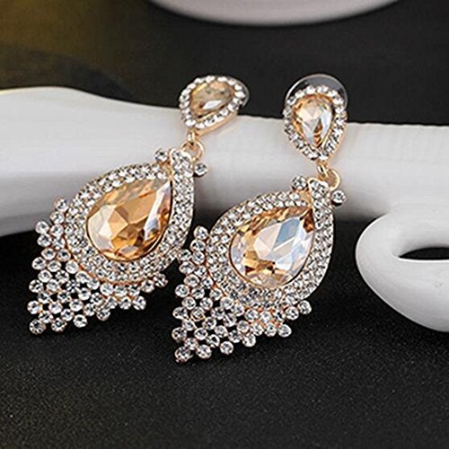 YINLI Long Tassel Drop Earrings Full Rhinestone Crystal Chandelier Dangle Earrings (Style02) - Image 2