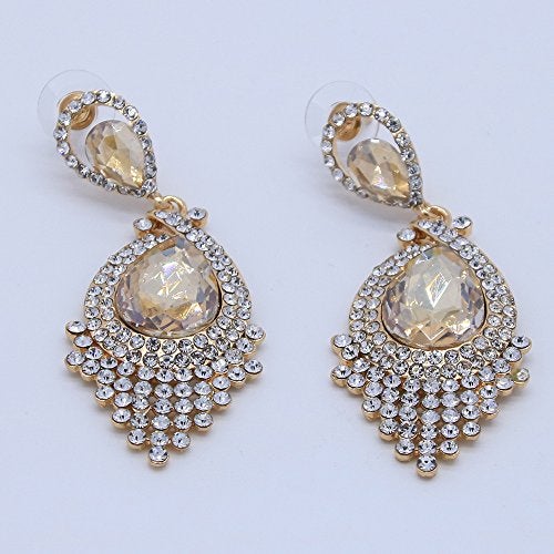 YINLI Long Tassel Drop Earrings Full Rhinestone Crystal Chandelier Dangle Earrings (Style02) - Image 3