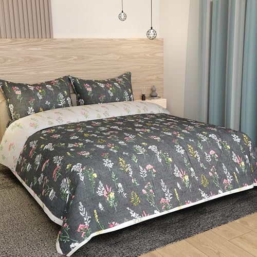 innovative edge Cotton Reversible AC Comforter Double Bed King Size Quilt Blanket for Summer with 2 Pillow Covers, 3 Count, Green, 320 TC - Image 1