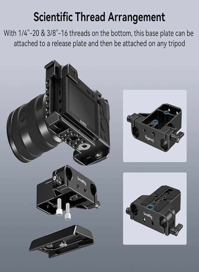 SMALLRIG Camera Base Plate Kit with 15mm LWS Rod Rail Clamp, 15mm Lens Support for Sony A6500 A6600 A6300, for Canon R5 R6, for Sony A7SIII / A7III, Both for Cameras & Cages - 4959 - Image 4