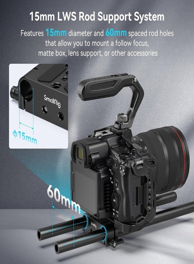 SMALLRIG Camera Base Plate Kit with 15mm LWS Rod Rail Clamp, 15mm Lens Support for Sony A6500 A6600 A6300, for Canon R5 R6, for Sony A7SIII / A7III, Both for Cameras & Cages - 4959 - Image 3
