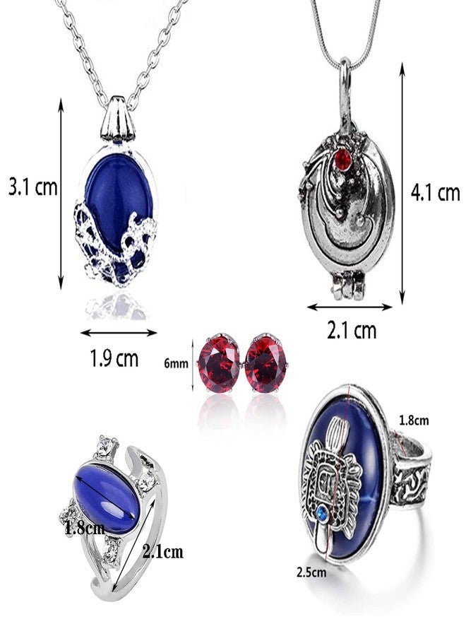 UoYu 5 pcs The Vampire Damon's Ring Elena Opening Vervain Locket Pendant Daywalking Katherine Necklace Royal Diamond Stud Earrings - Image 2
