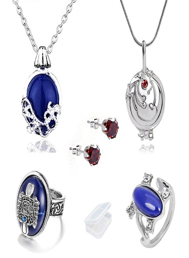 UoYu 5 pcs The Vampire Damon's Ring Elena Opening Vervain Locket Pendant Daywalking Katherine Necklace Royal Diamond Stud Earrings - Image 1