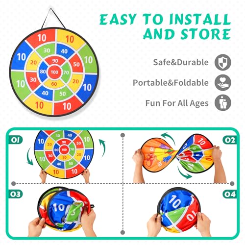 Redllo 58PCS Carnival Games Combo Set, Dart Board Knock Down Can Bean Bag Toss Game Party Indoor Outdoor Birthday Party Fall Festival Field Day for Kids Adults Yard Plastic Cones Outside Games - Image 5