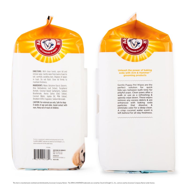 Arm & Hammer Dog Grooming Wipes - Natural Deodorizing Pet Wipe with Coconut - Travel Essential & Supplies for Dogs - Dog Whole Body & Face Cleaning - Odor Eliminator with Baking Soda Power - 100 Count - Image 5