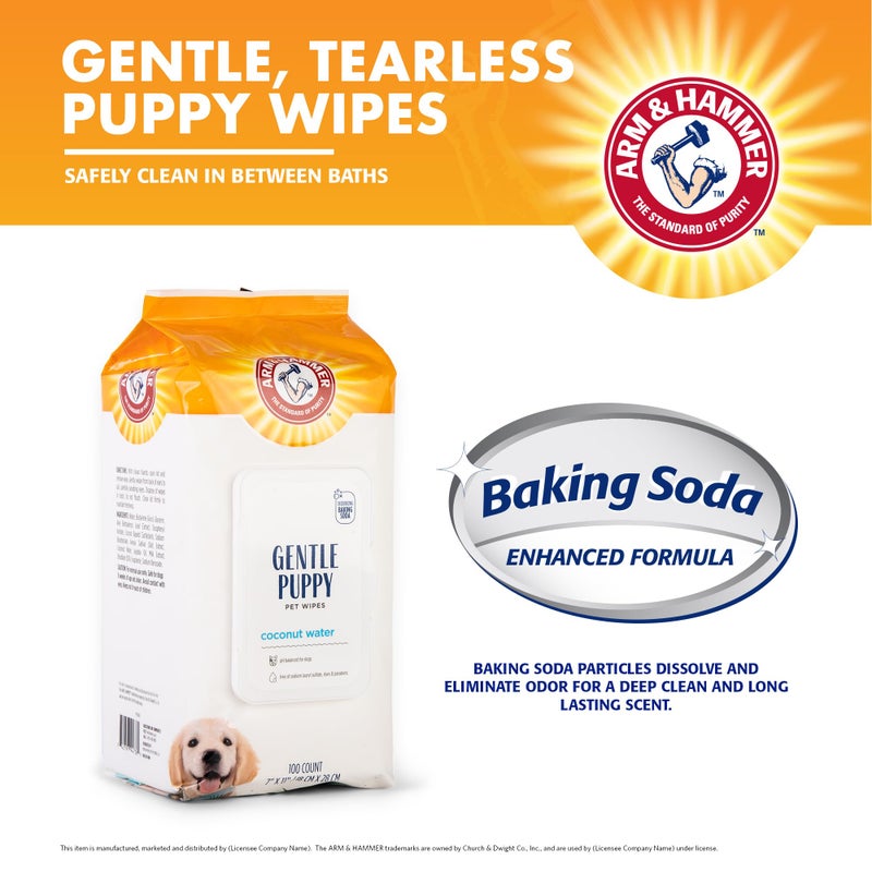 Arm & Hammer Dog Grooming Wipes - Natural Deodorizing Pet Wipe with Coconut - Travel Essential & Supplies for Dogs - Dog Whole Body & Face Cleaning - Odor Eliminator with Baking Soda Power - 100 Count - Image 2