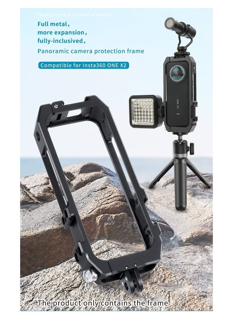 Y&D - Panoramic Camera Cage Protection Frame with Magnetic Folding Mount Head Cold Shoe 1/4'' Hole Compatible Insta360 one x2 (One Pcs Frame) - Image 1