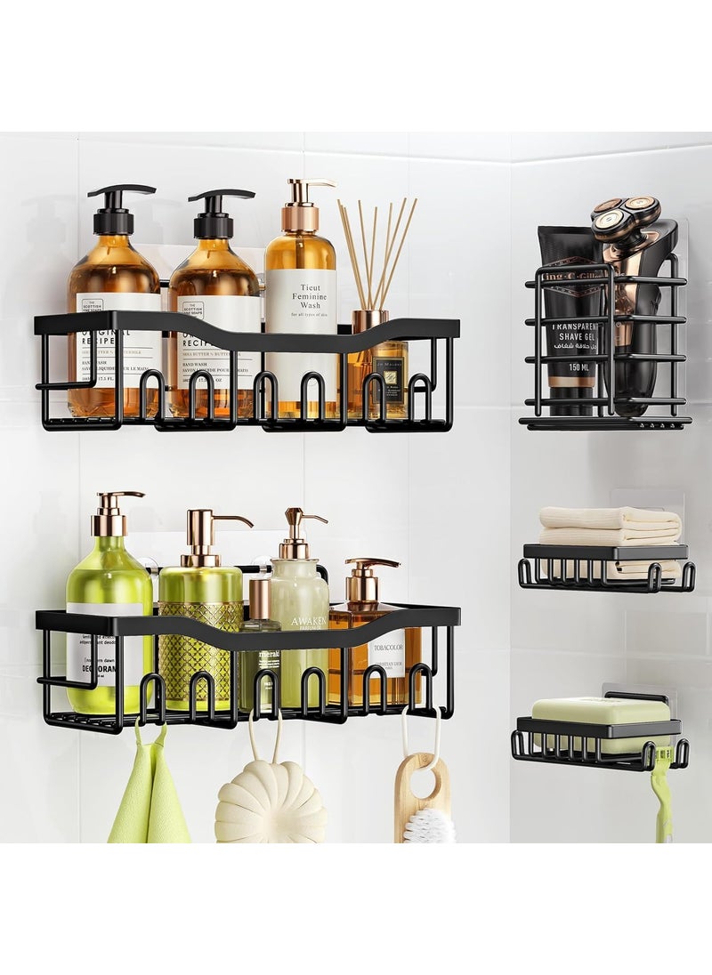 Zollyss Zollyss Shower Caddy 5 in 1 Combo, Bathroom Shower Organizer, Shower Shelver for Inside Shower, No Drilling Shelves for Bathroom with Soap & Toothbrush Holder, Large Wall-Mounted Kitchen & Home Decor  - Image 1
