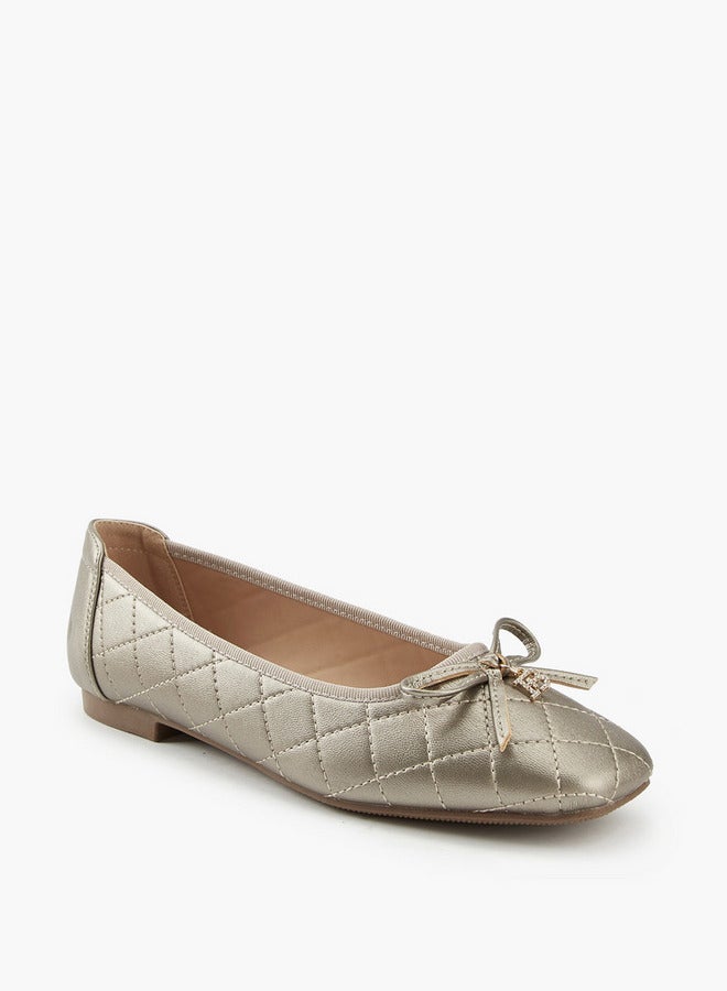 Flora Bella By Shoexpress Quilted Ballerina Shoes with Bow Detail - Image 3
