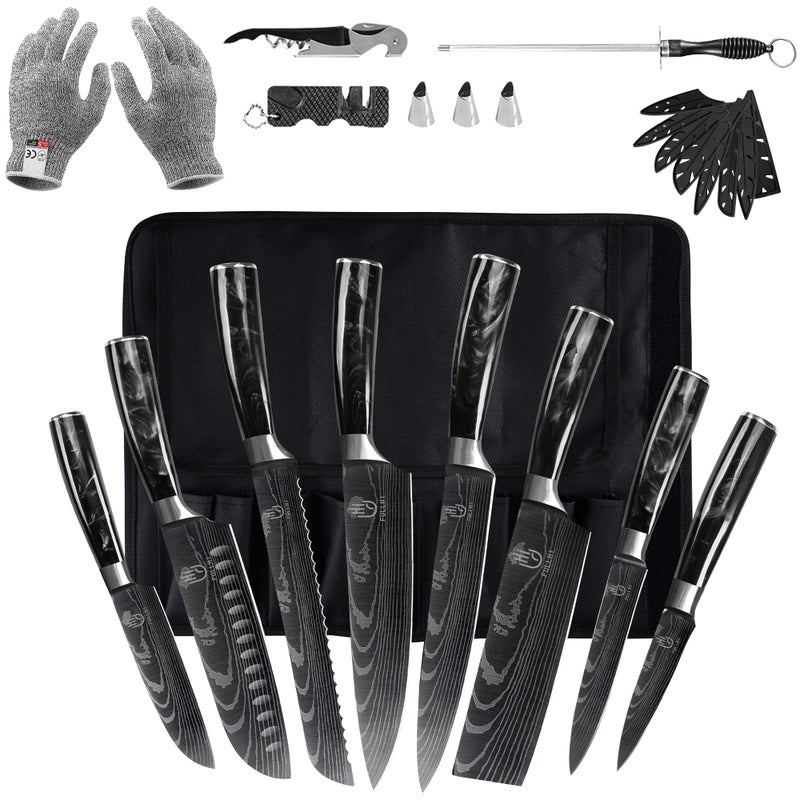 FULLHI FULLHI Premium Japanese Knife Set 14pcs German Stainless Steel Kitchen Knives 
