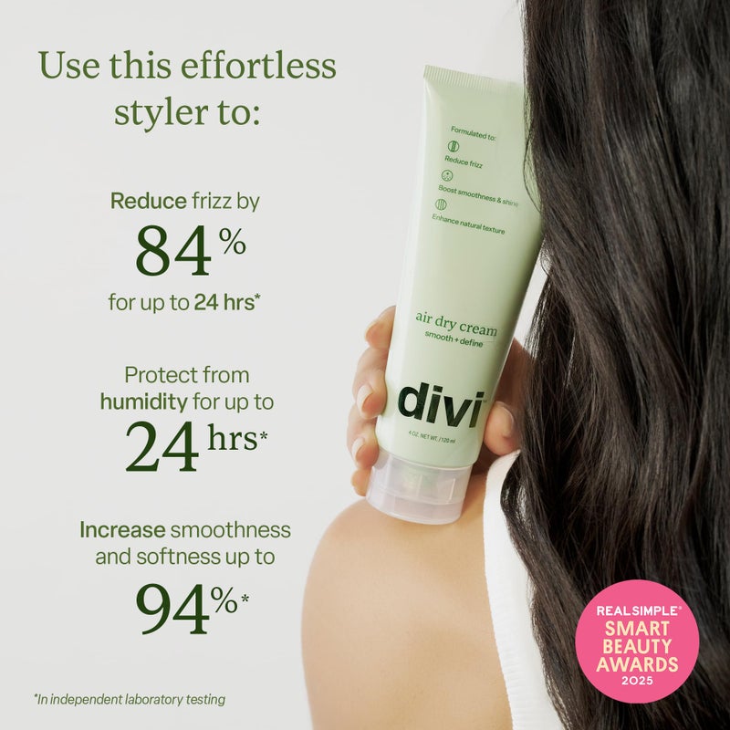 Divi Air Dry Styling Cream for Curly, Wavy & Frizzy Hair, Smooths, De-Frizzes, & Defines Strands for Up to 24 Hours, Adds Major Softness, Shine & Natural Style, 4 Oz - Image 2