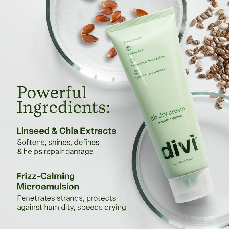 Divi Air Dry Styling Cream for Curly, Wavy & Frizzy Hair, Smooths, De-Frizzes, & Defines Strands for Up to 24 Hours, Adds Major Softness, Shine & Natural Style, 4 Oz - Image 3